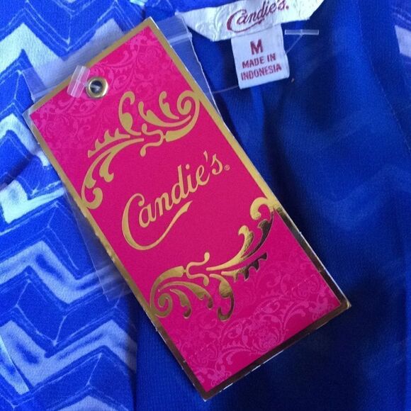 Candie’s Sky Blue Chevron Sleeveless Lightweight Flowy blouse NEW - Picture 5 of 6